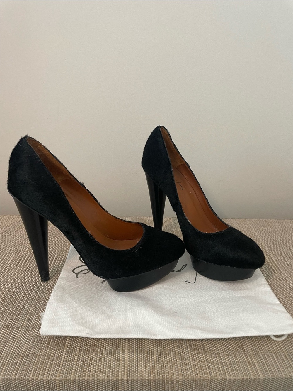 Elizabeth and James Pony Hair Platform Pump